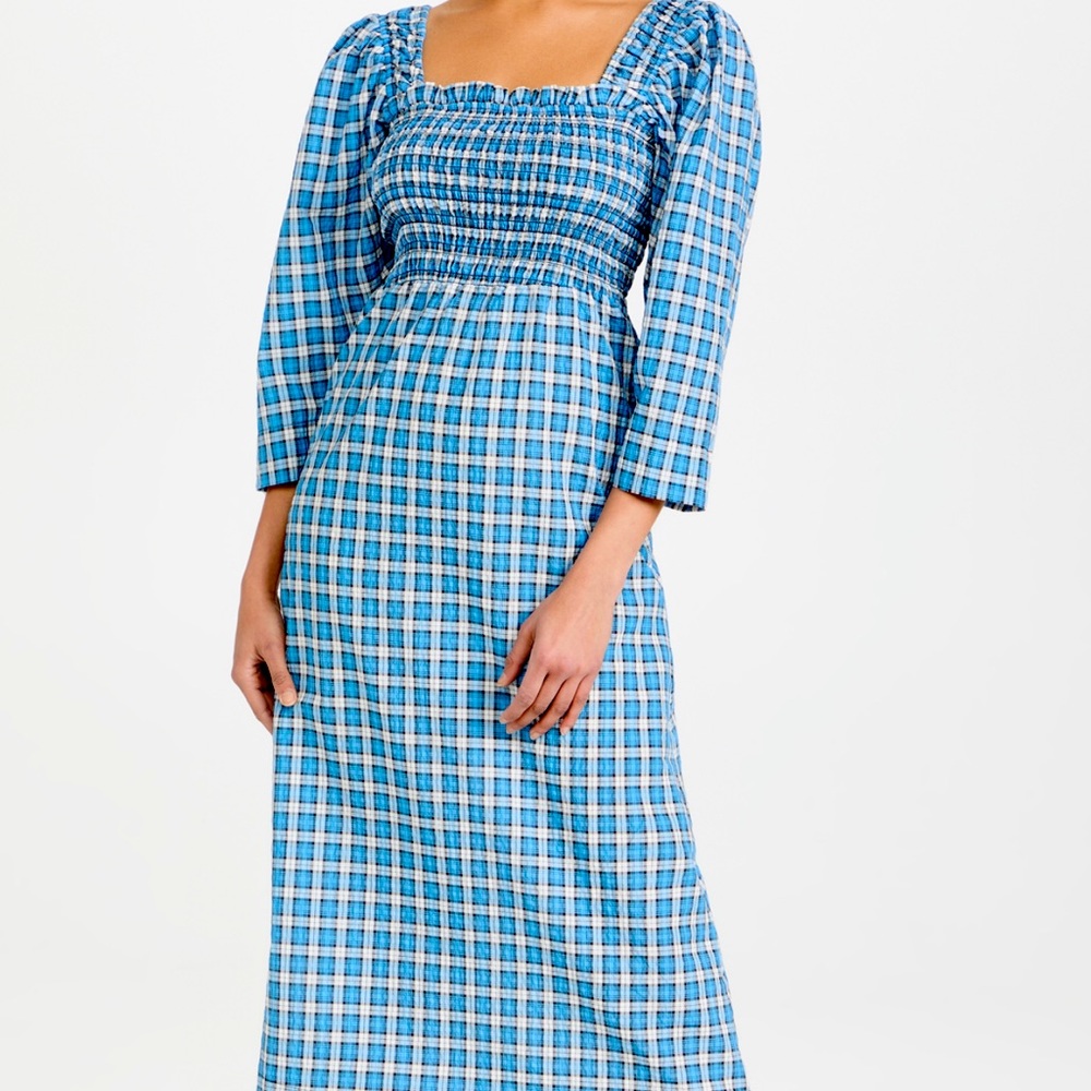 GANNI searsucker check dress